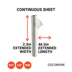 LDPE Shrink Sheet UV/VCI White Block 200um x 2.3m W x 46.5m L