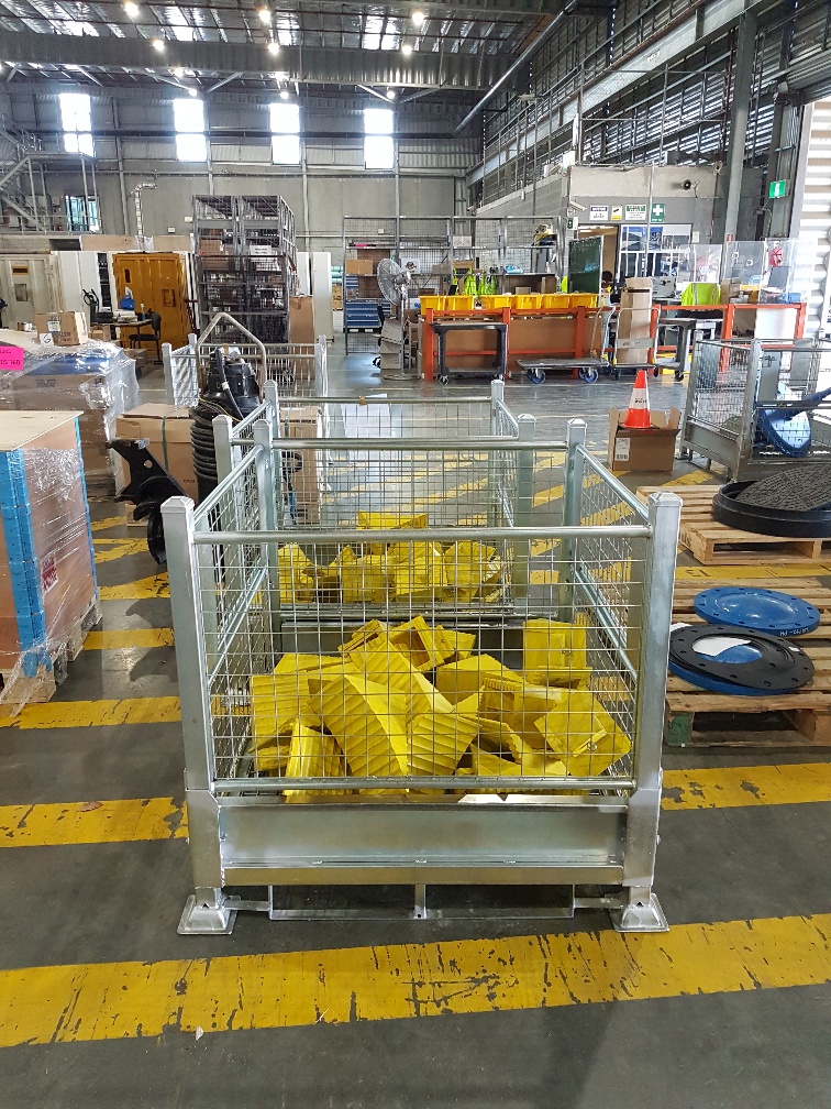 stillage cage in a warehouse