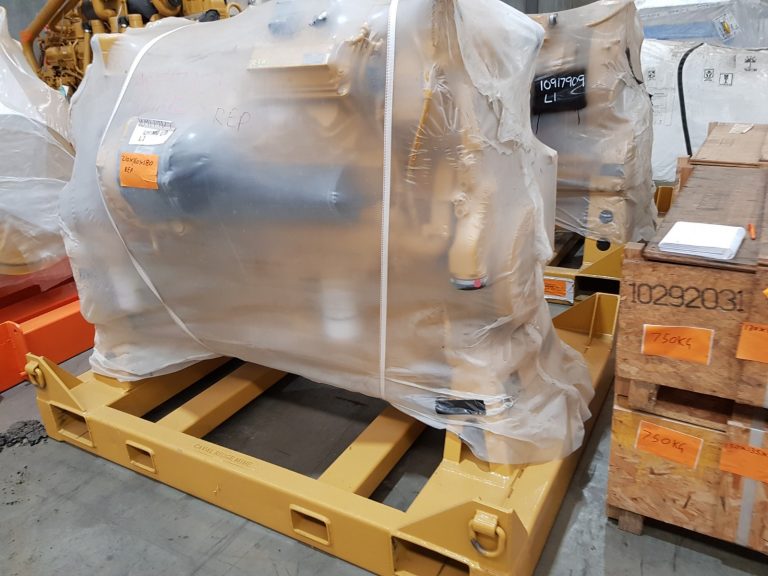industrial equipment wrapped in clear shrink sheet