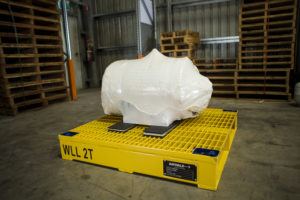 equipment covered with vci cover on a pallet