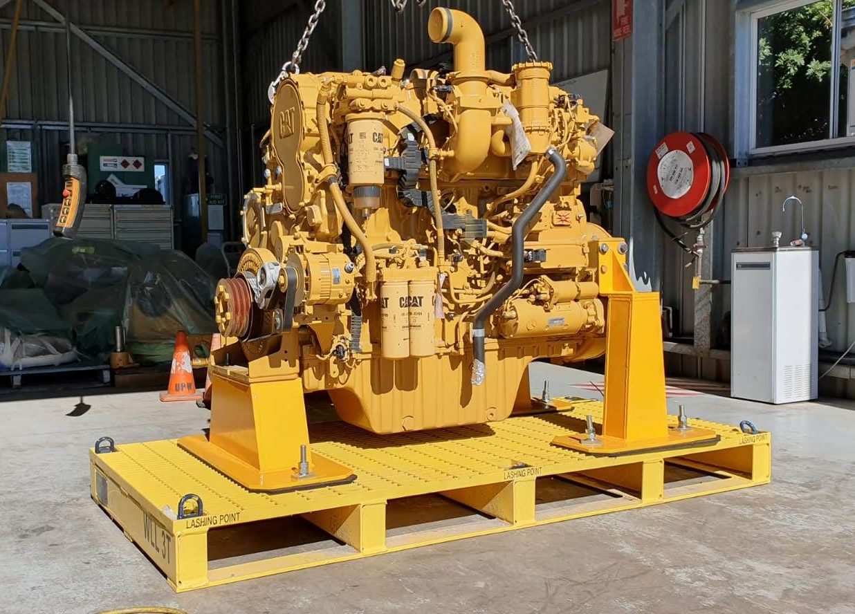 heavy equipment on a steel pallet