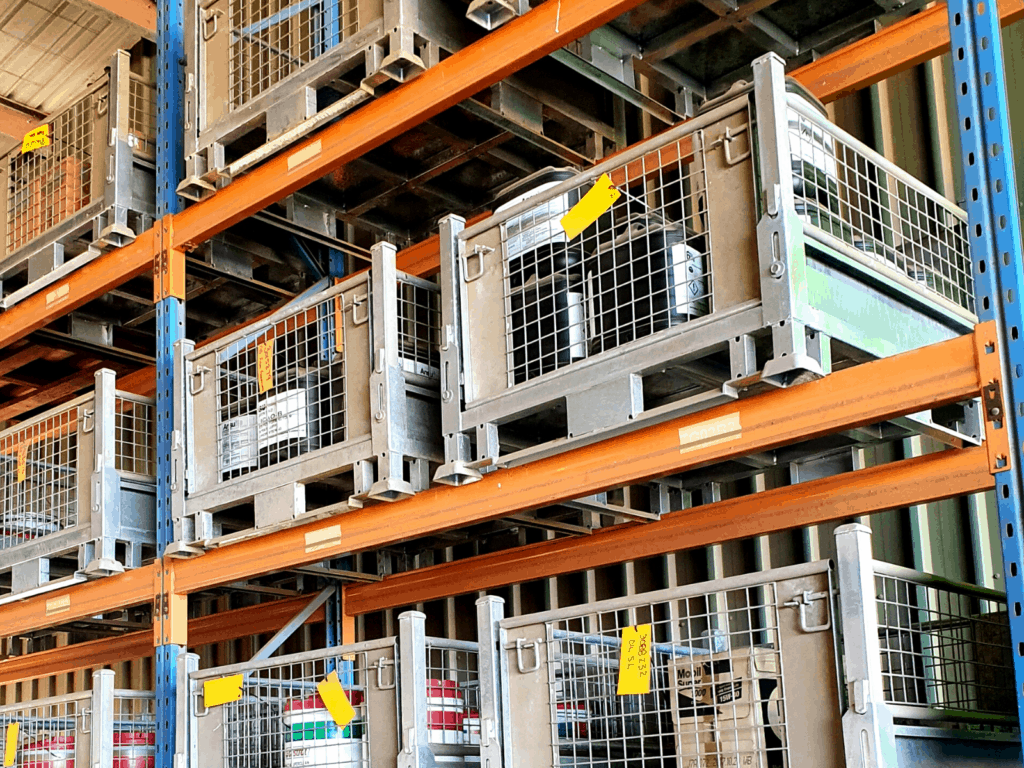 steel cages used for storage of loads, goods, and more