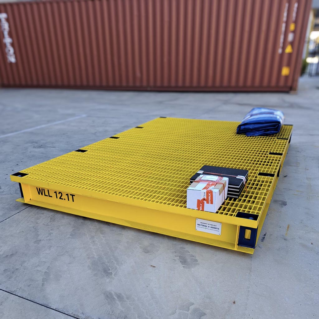 Daywalk steel pallet with the teco motor covering neatly folded