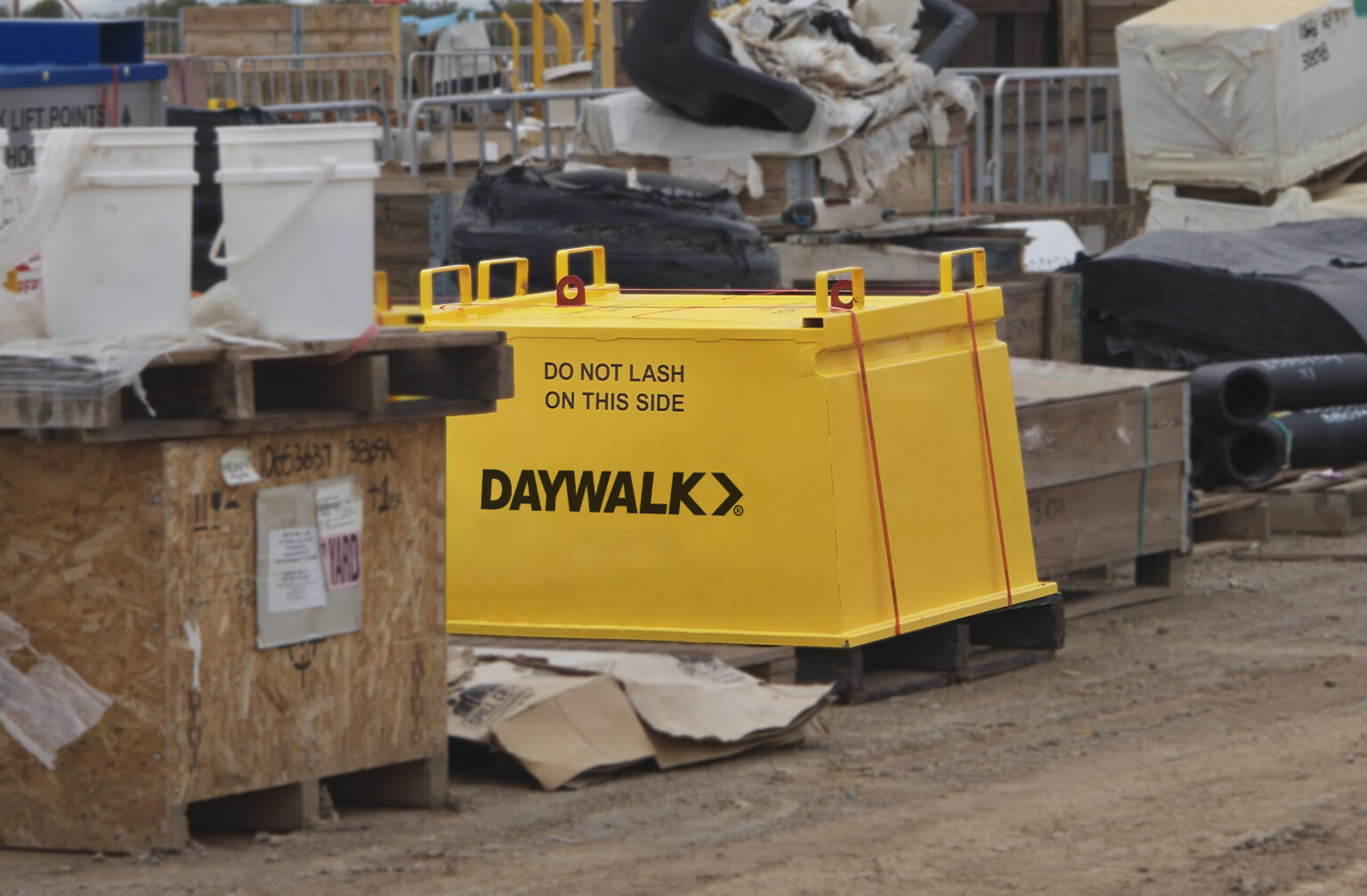 DAYWALK steel pallet hood in an outdoor yard