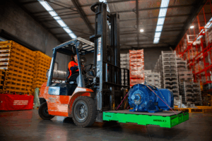 warehouse with transport frames