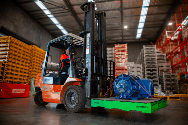 warehouse with transport frames