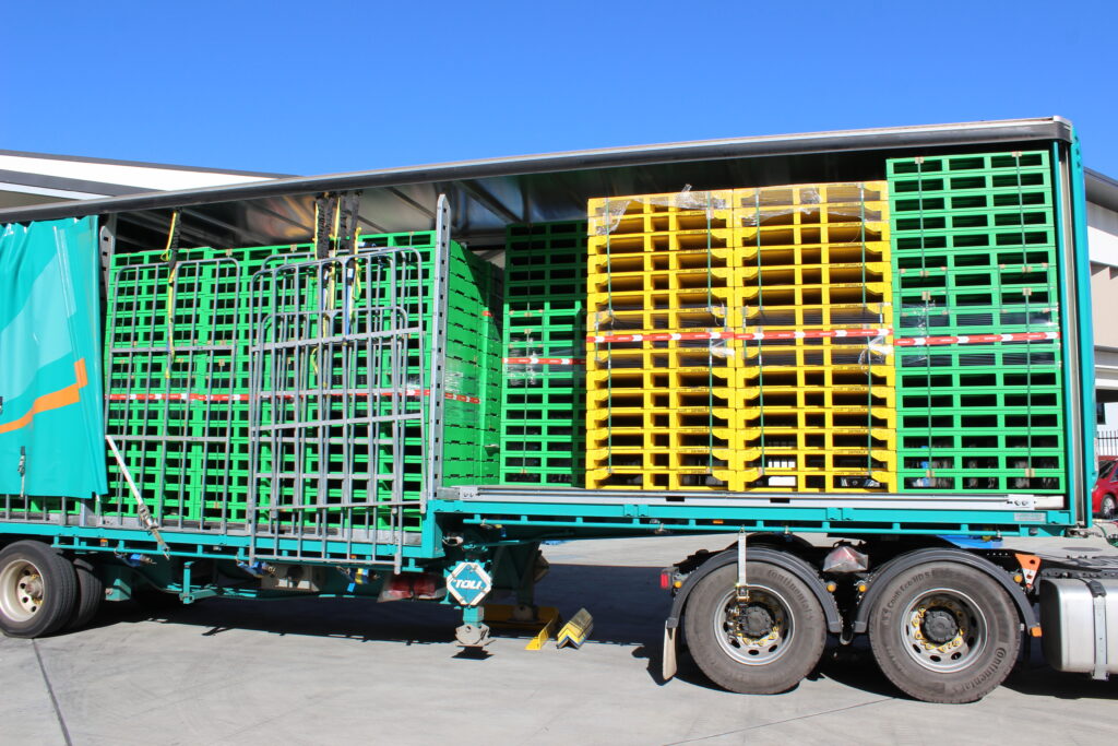 Hundreds of Xyphos and Spartan pallets on truck for dispatch