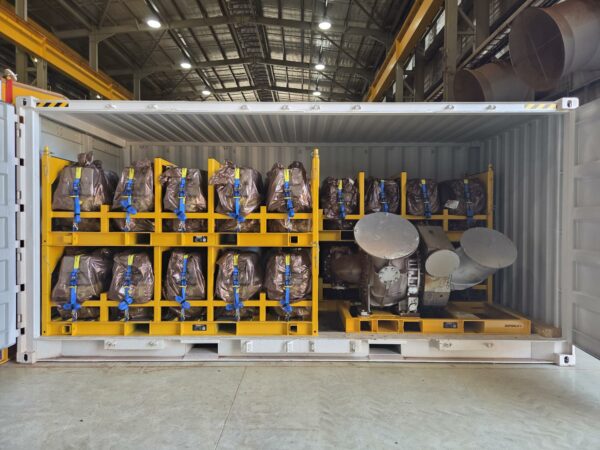 Turbos and cylinders in a custom DAYWALK container with skids